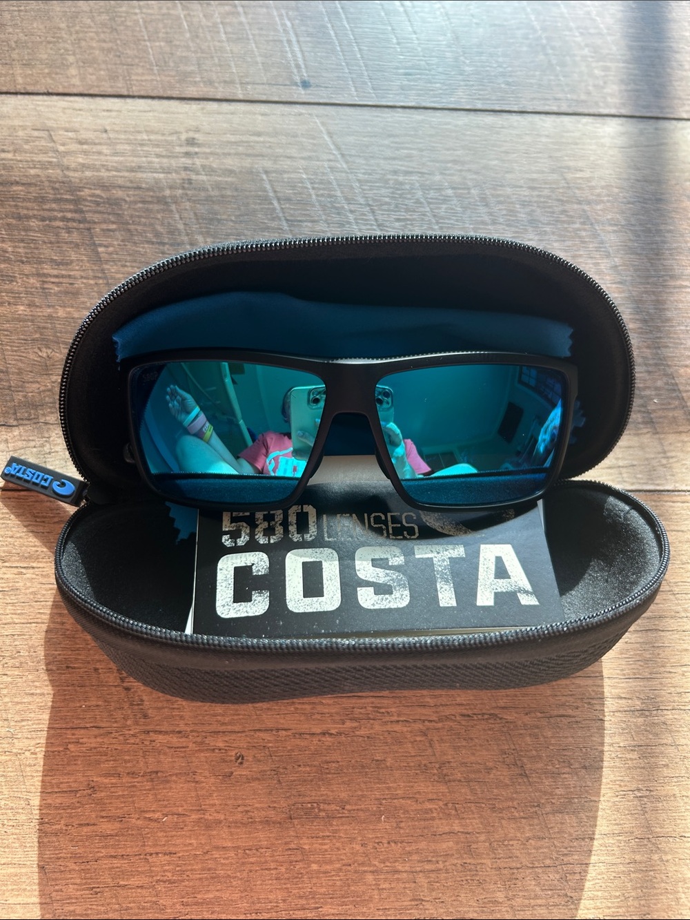 Kids Costa Sunglasses with Blue Mirrored Lenses and Black Frame